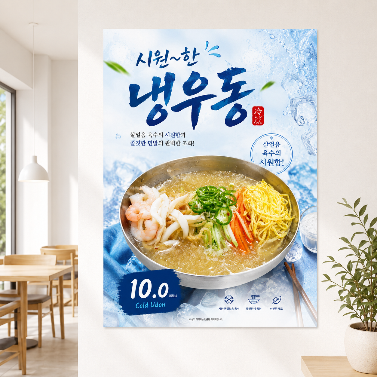 냉우동 포스터 제작 여름 메뉴 인쇄 디자인 식당 A 반광택 인화지 235g A3 - 상품 이미지