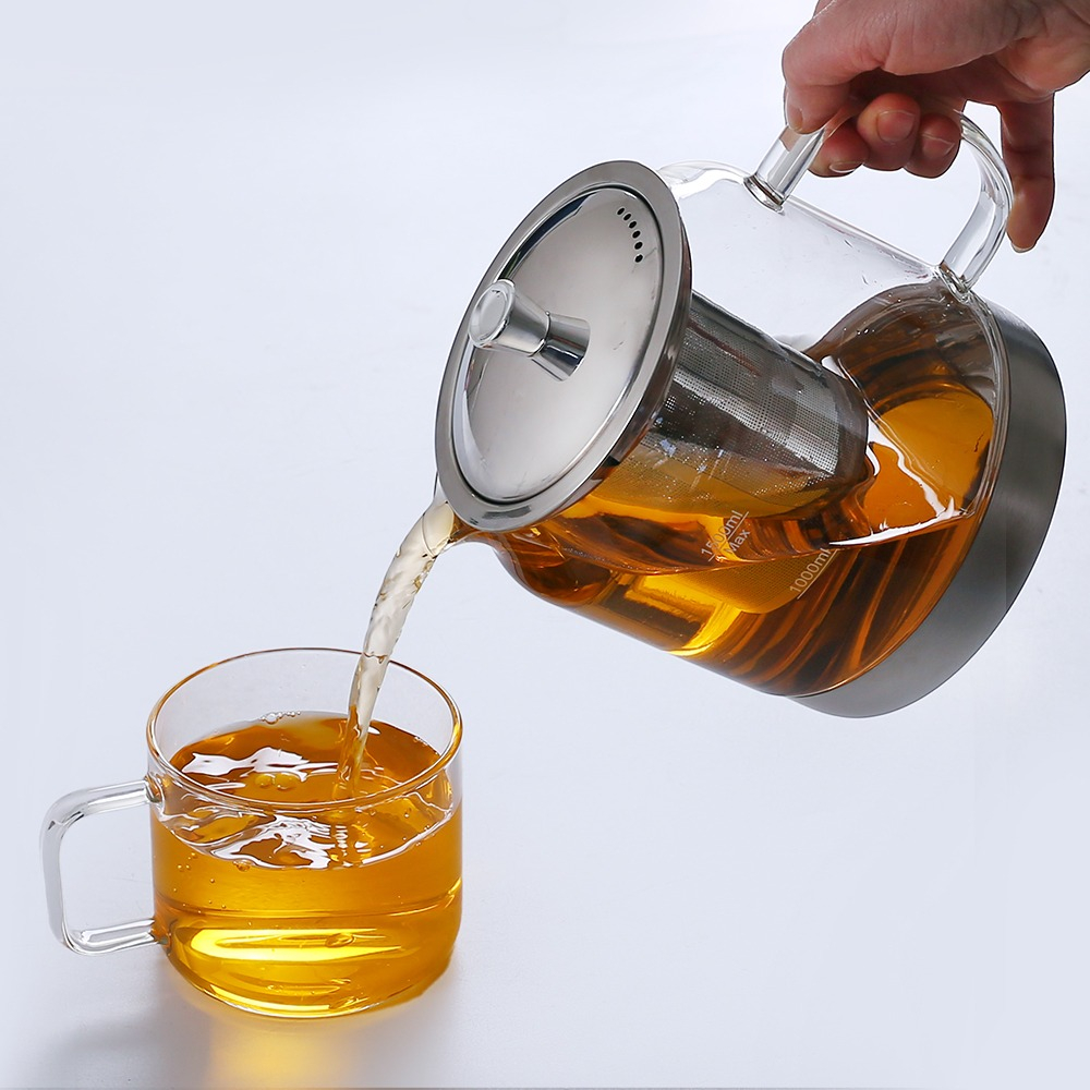 IH인덕션 차주전자 1.5L 티팟 차우리는 거름망 찻 투명 티메이커 홍차 녹차 보이차 - 상세 이미지 4