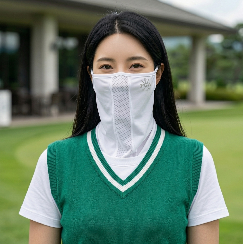 PGA 자외선 UV 차단 골프 마스크 페이스 가드 파크골프 PGA102, 화이트 - 상품 이미지