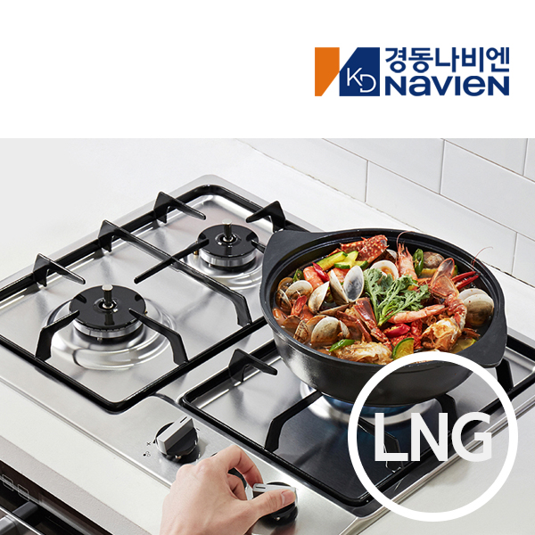 경동 나비엔매직 3구 빌트인 가스쿡탑 매립형 레인지 DC전지식 560 x 440 GRB2103 LNG 실버 제품 이미지