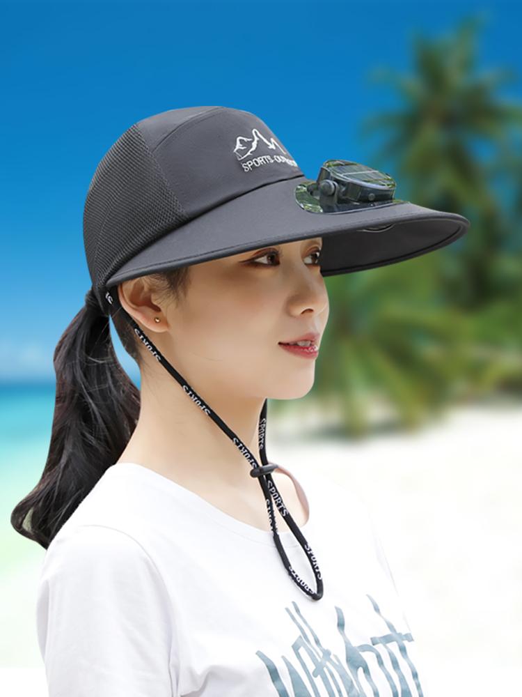 여름 선풍기 모자 여름 쿨링 바람 선풍기 달린 모자 롱 하드 캡 태양열 자외선 차단 - 상세 이미지 2