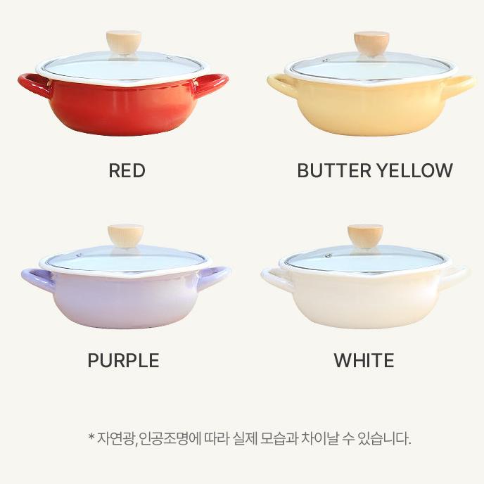 인덕션 범랑 냄비 양수 법랑 전골 19cm 가스렌지 하이라이트 오븐 - 상세 이미지 5