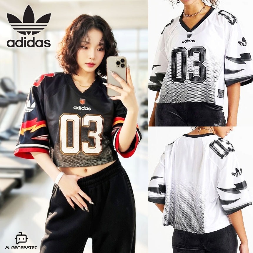 아디다스 여자 반팔 저지 오리지널스 아딜레니움 풋볼 그래픽 티셔츠 JX9217(블랙), S - 상품 이미지