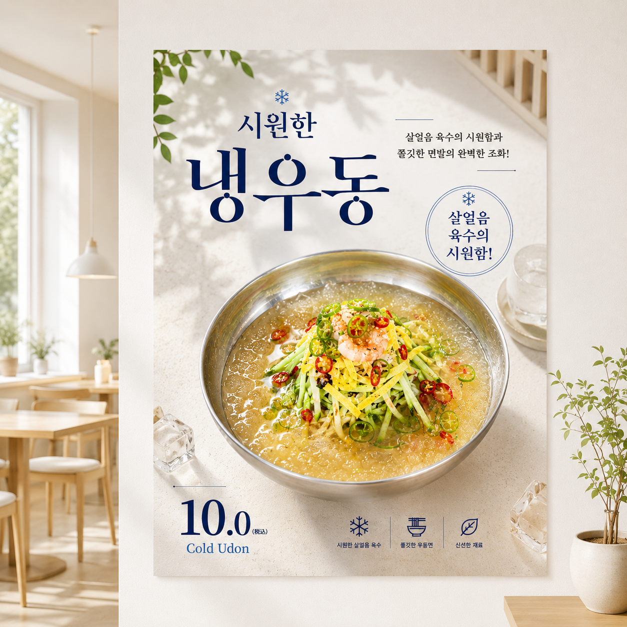 냉우동 포스터 제작 여름 메뉴 인쇄 디자인 식당 B 반광택 인화지 235g A3 - 상품 이미지