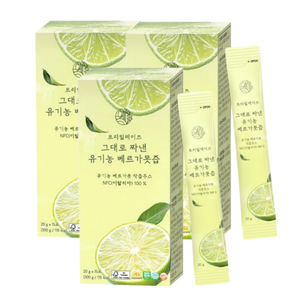 트리밀데이즈 그대로 짜낸 유기농 베르가못즙 원액 착즙 100% 폴리페놀 20g, 15포, 3개 - 상품 이미지