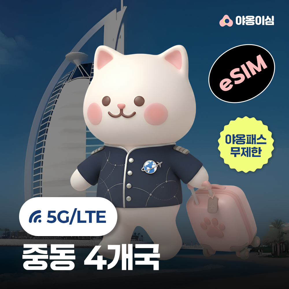 중동이심 eSIM 1일 500MB 데이터 무제한 4개국 - 상품 이미지