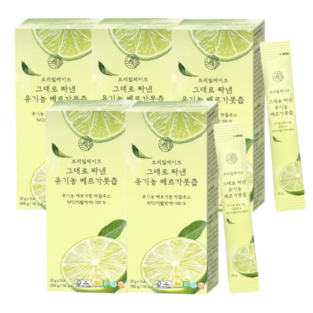 트리밀데이즈 그대로 짜낸 유기농 베르가못즙 원액 착즙 100% 폴리페놀 20g, 15포, 5개 - 상품 이미지