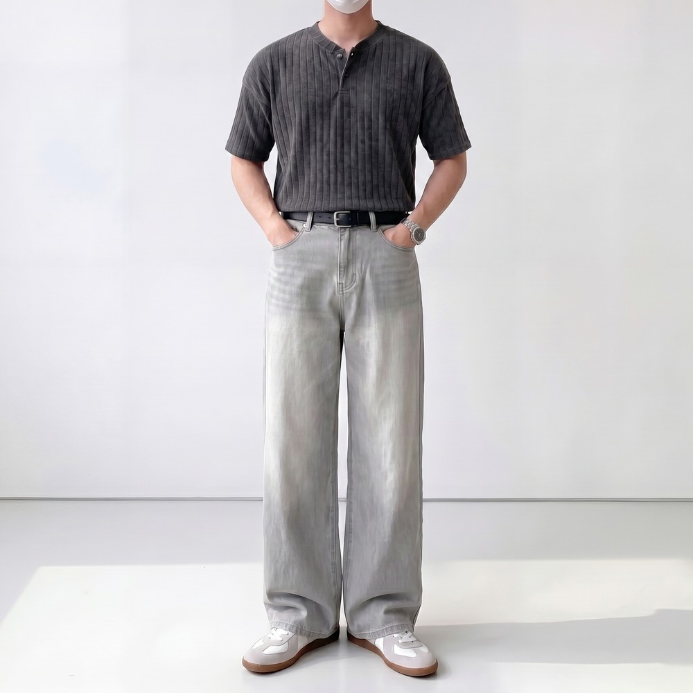 남자세미와이드청바지 그레이진 - 상세 이미지 2