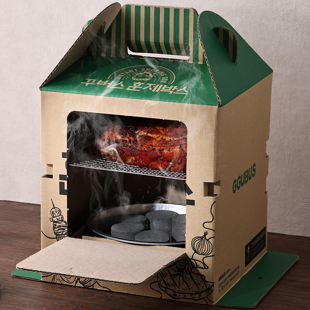 꾸버스 훈제박스 바베큐그릴 캠핑 일회용 접이식 훈제 직화 BBQ 휴대용 화로대 오리지널 상품 이미지