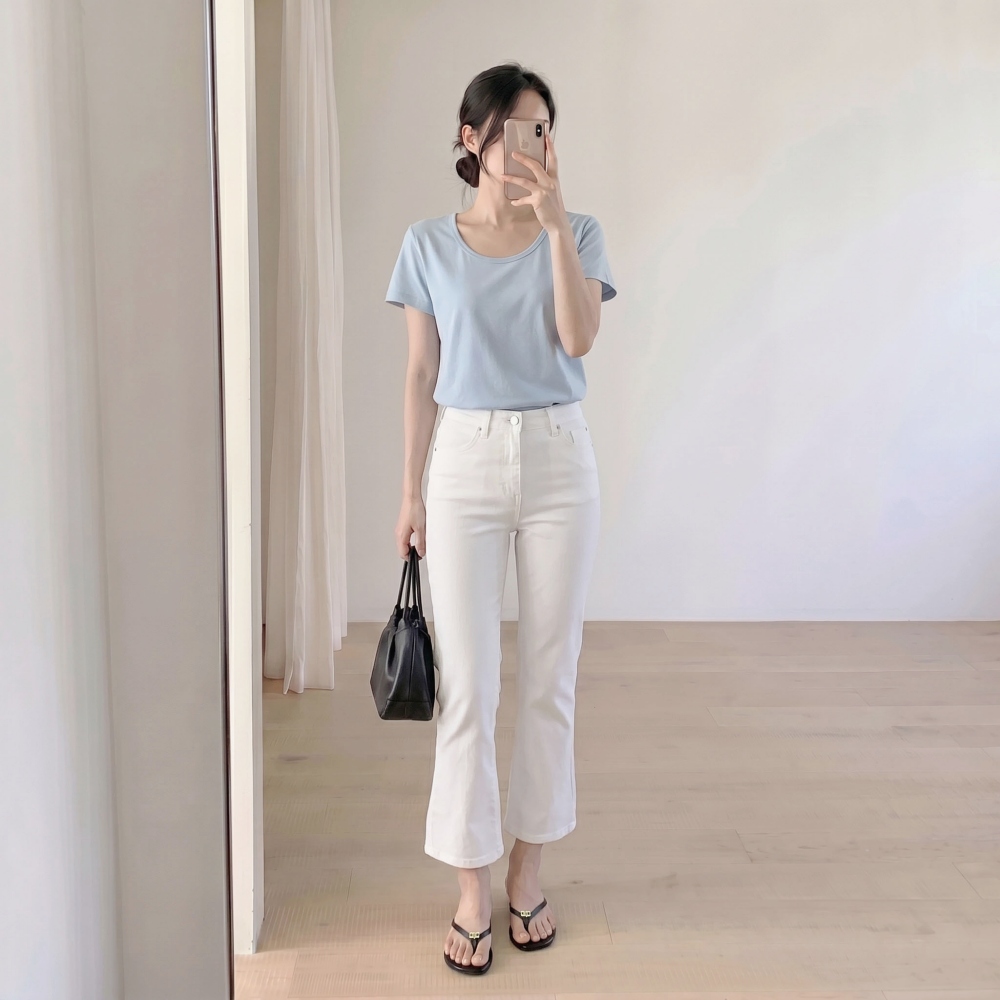 모달티셔츠 모달반팔티 U넥반팔티 흰티 이미지 7
