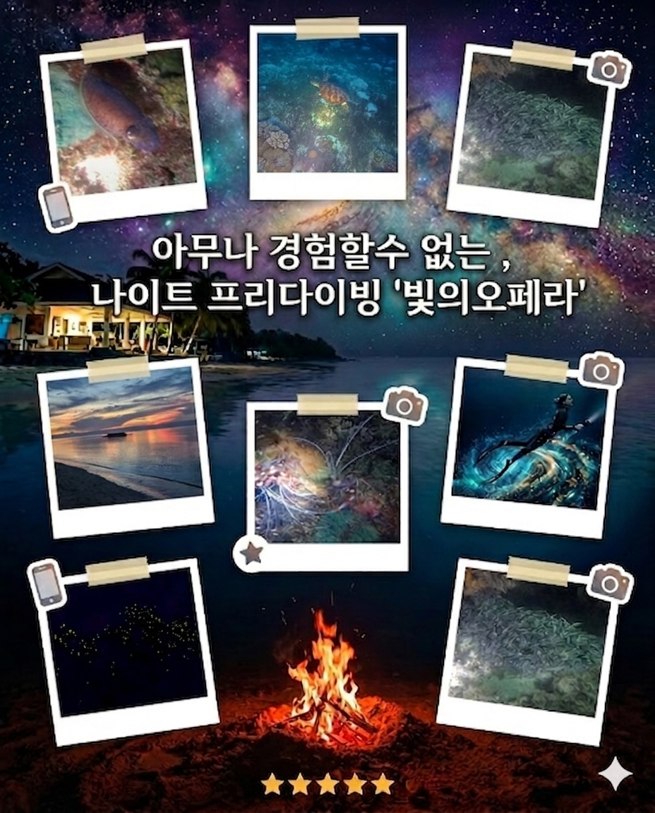 [보홀] 빛의 오페라 나이트 프리다이빙 체험투어 선셋 반딧불 은하수 발광플랑크톤 모닥불 - 상품 이미지