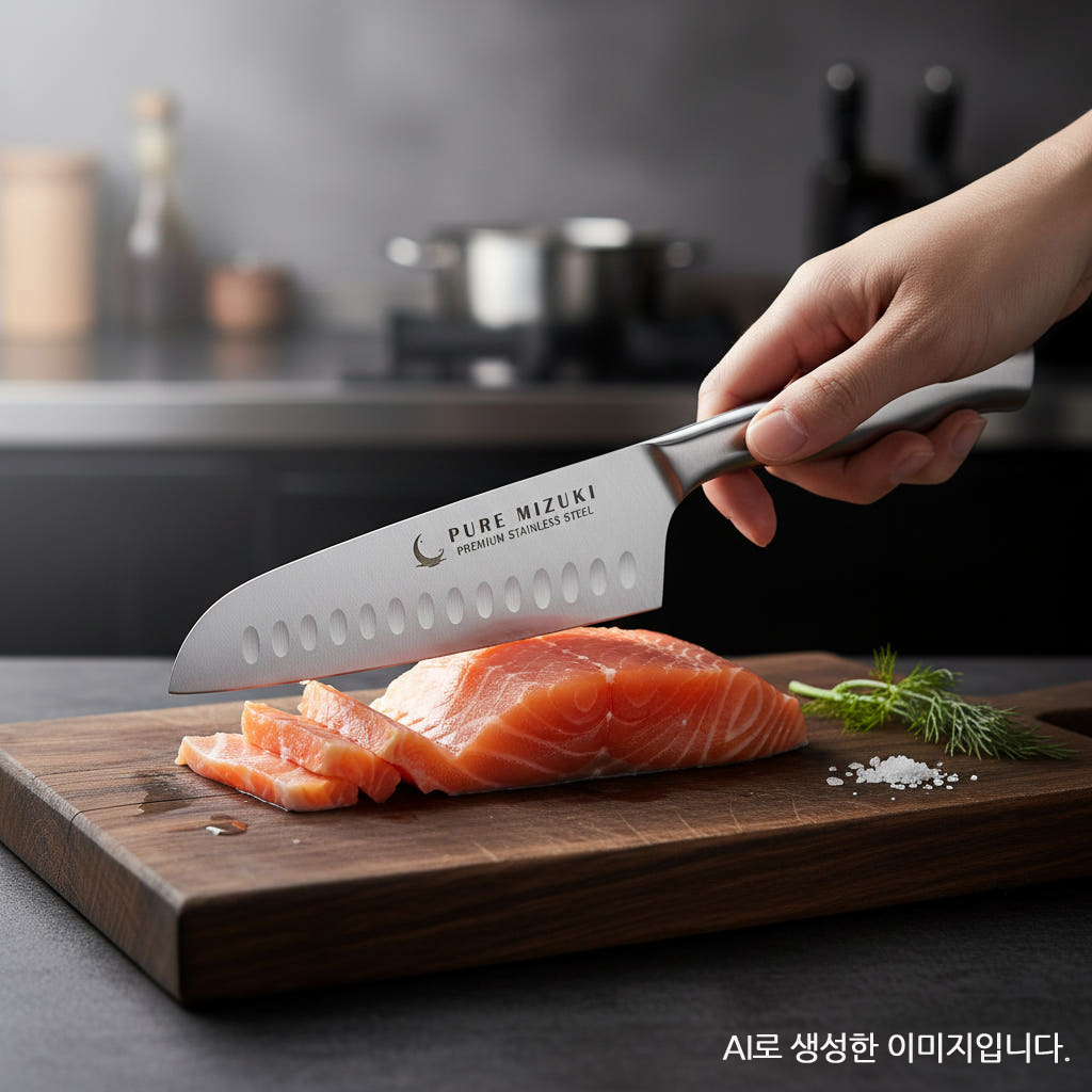 퓨어미즈키 일체형 올스텐 나이프 이유식칼 주방칼 3종, 산도쿠+나키리+쉐프, 1세트 이미지 6