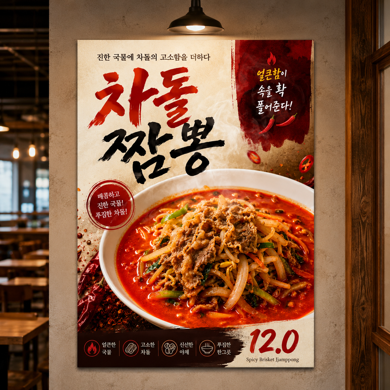 차돌짬뽕 포스터 제작 메뉴 인쇄 디자인 식당 A 반광택 인화지 235g A3 - 상품 이미지