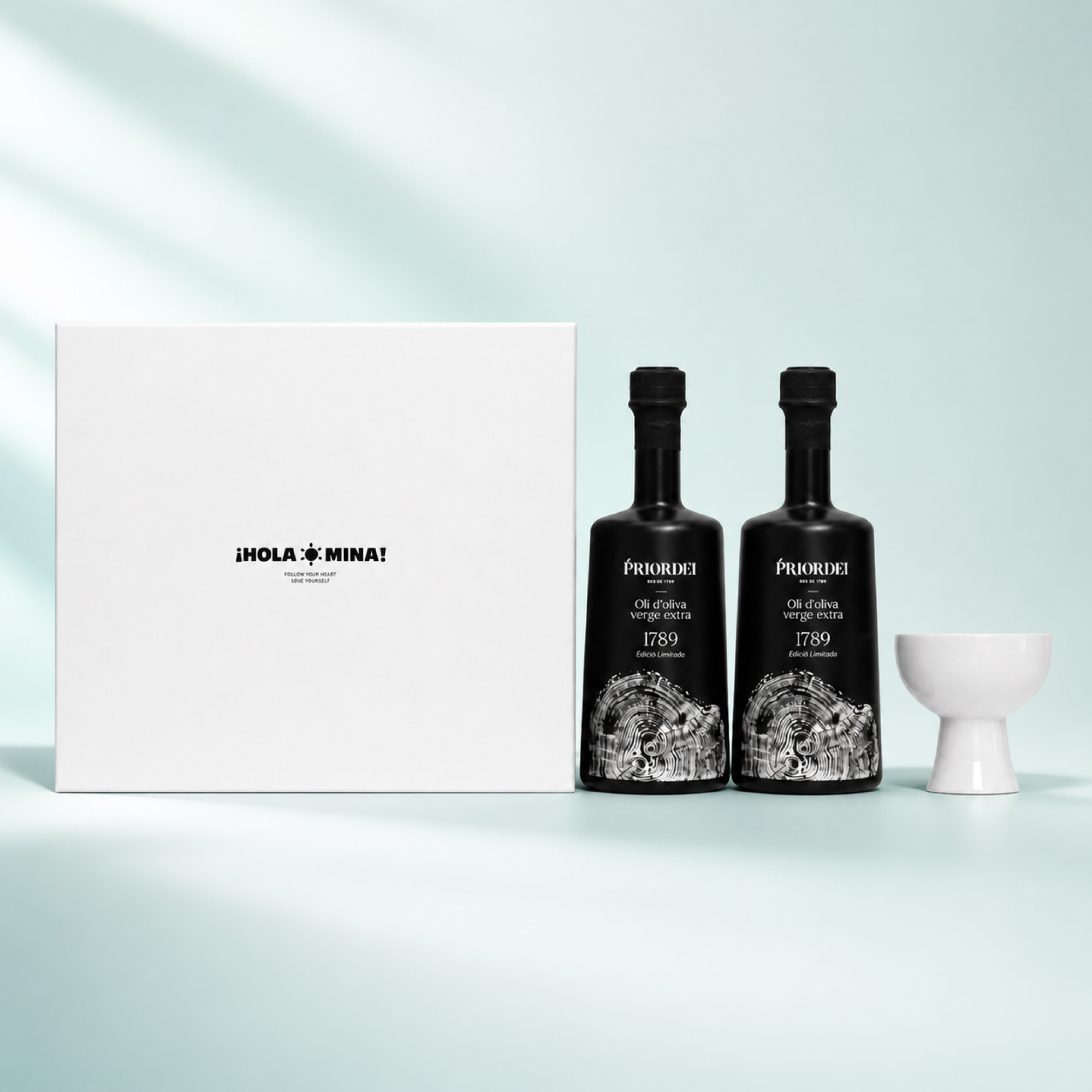 프리오르데이 아르베키나 올리브오일 500ml 2병 + 광주요 소리잔 1개입 선물세트 - 상품 이미지
