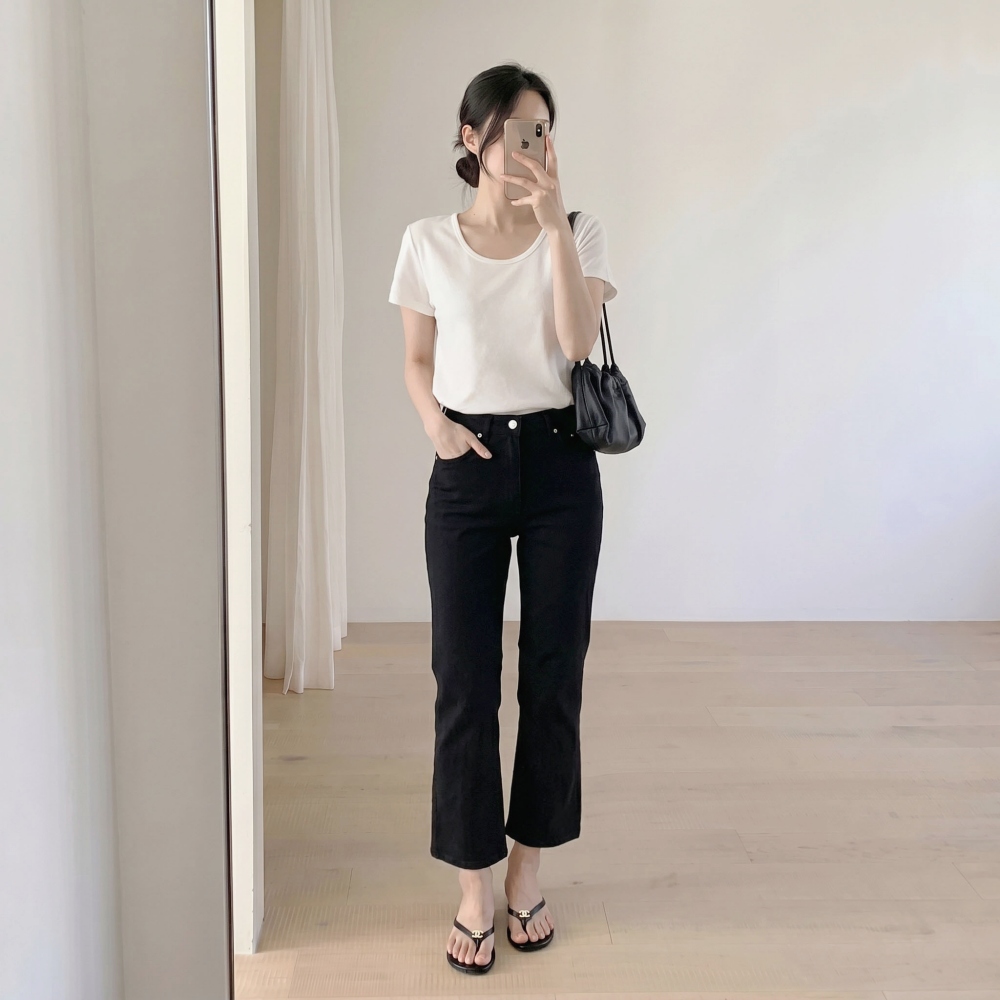 모달티셔츠 모달반팔티 U넥반팔티 흰티 - 상세 이미지 4