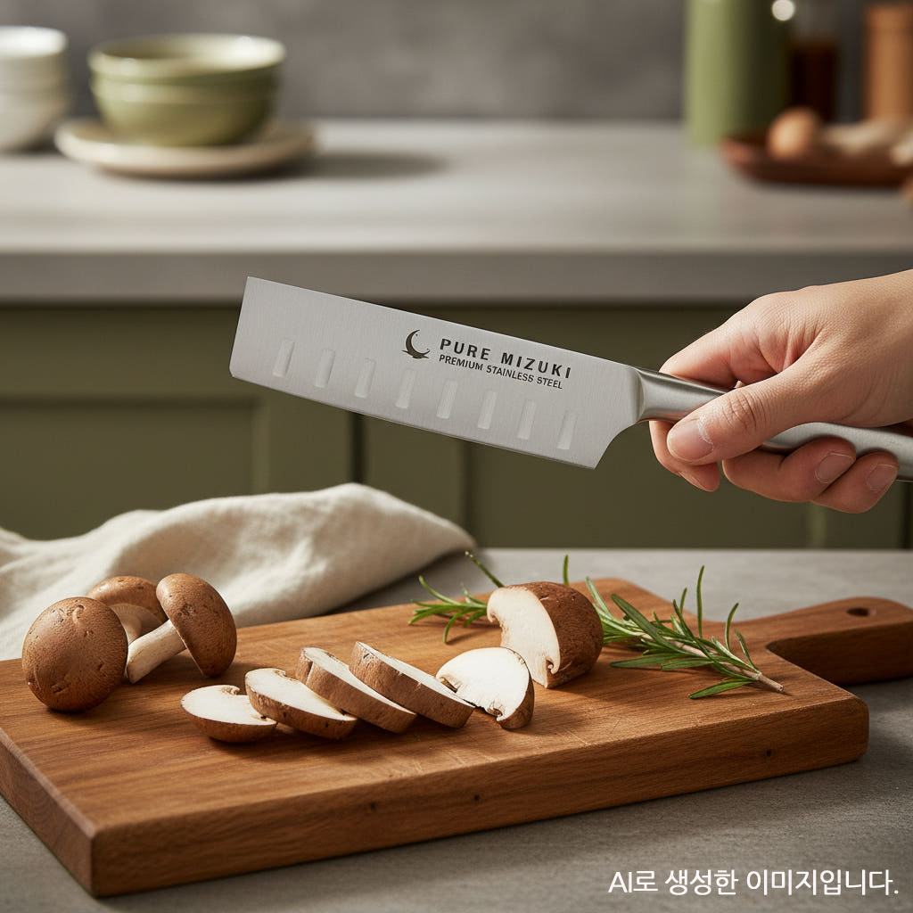 퓨어미즈키 일체형 올스텐 나이프 이유식칼 주방칼 3종, 산도쿠+나키리+쉐프, 1세트 - 상세 이미지 4