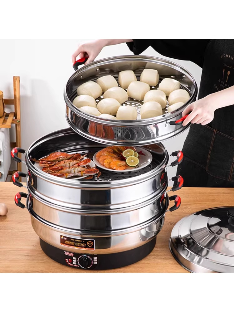업소용 전기 찜기 스텐 만두 찐빵 식당 만능 대용량 35CM - 상세 이미지 3
