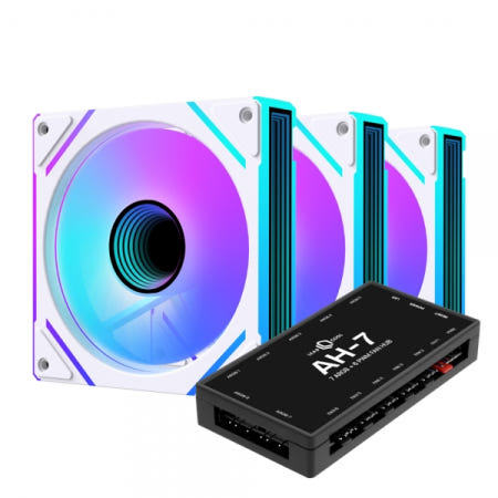 AONE AONE 스톰 인피니티 프로 ARGB PWM 화이트 3키트 (컨트롤러/3팩, 화이트)