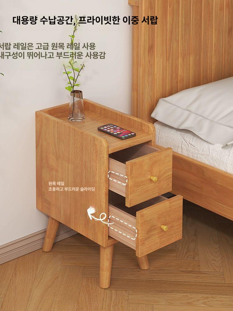 침대옆탁자 원목 슬림형 수납 시스템 침대협탁 틈새수납장 베드사이드테이블 - 상세 이미지 3