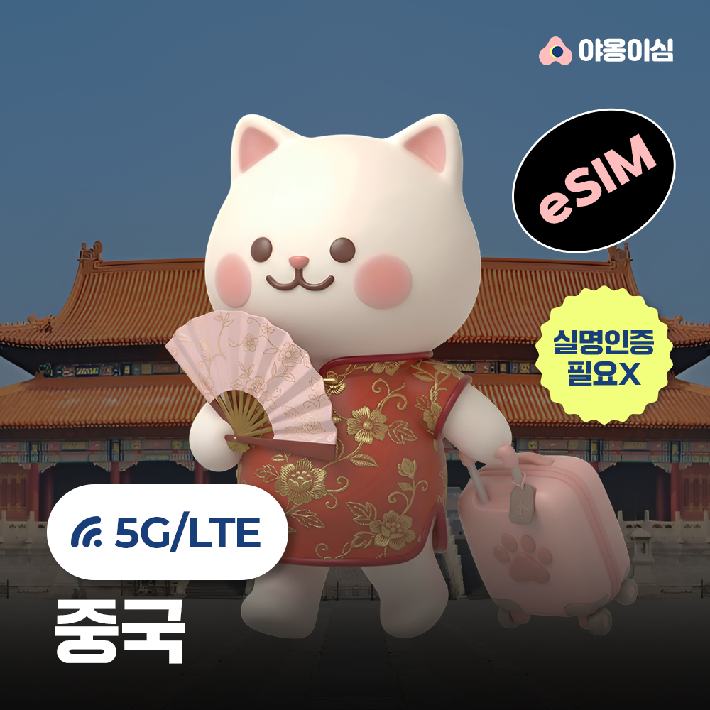 중국이심 eSIM 1일 500MB 무제한 야옹이심 원클릭설치 - 상품 이미지