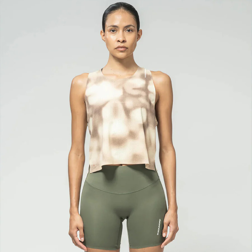 H.쿠모리 W - Cropped Training Singlet - Sand stone, 여성 러닝 싱글렛 - 상품 이미지
