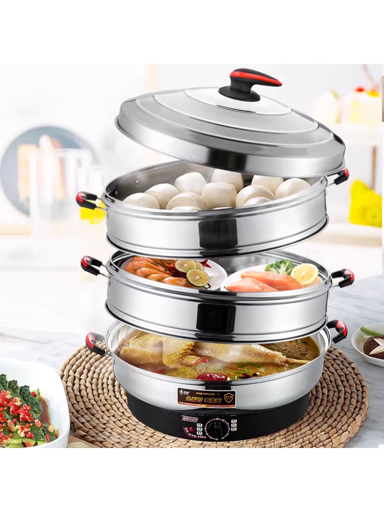 업소용 전기 찜기 스텐 만두 찐빵 식당 만능 대용량 35CM - 상세 이미지 4