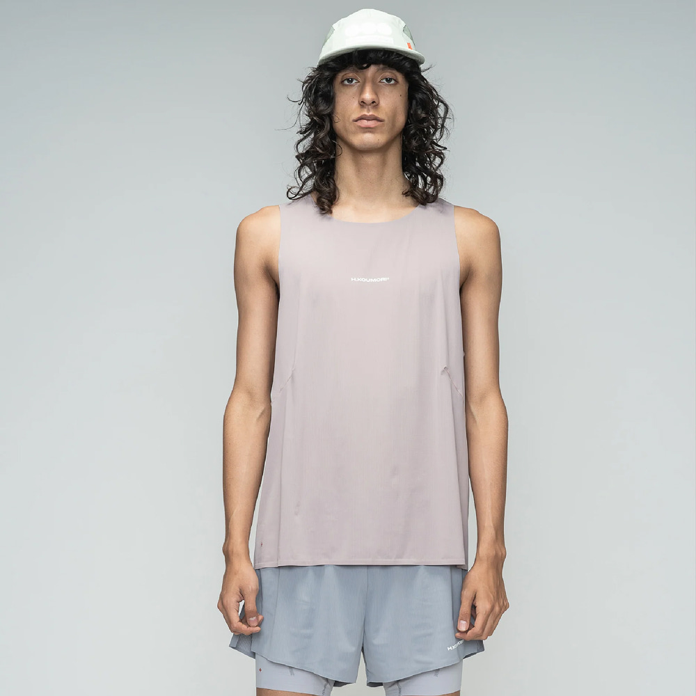 H.쿠모리 M - Race Singlet - Quail, 남성 러닝 싱글렛 - 상품 이미지