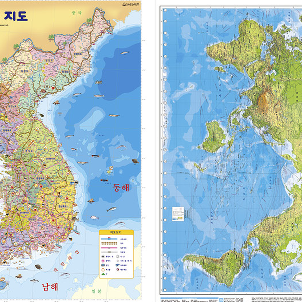 양면활용벽보포스터세계지도 벽면교육어린이교육대한민국지도 학습용어린이집지리벽보 - 상세 이미지 3