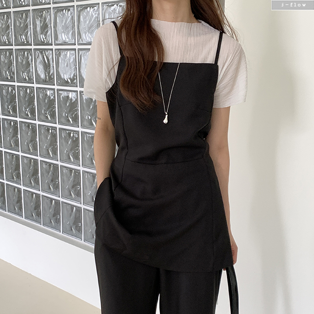 미어링 하프 뷔스티에 부츠컷 팬츠 셋업 2col 여름 봄 세트 A라인 레이어드 제이플로우 이미지 6