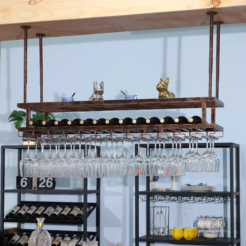 철제 와인 랙 와인바 잔 보관함 수납 인테리어 진열대 80cm - 상세 이미지 4