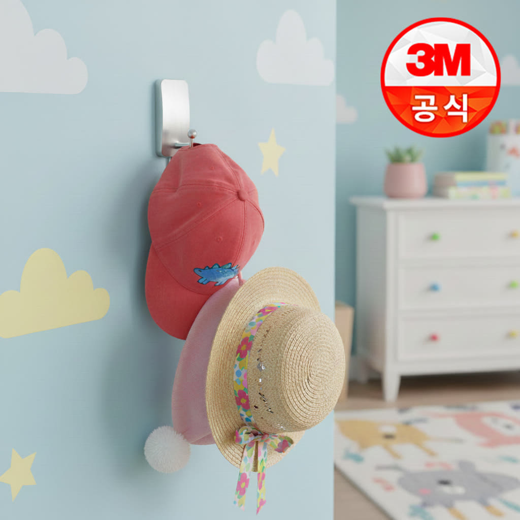 [1+1] 3M 코맨드 메탈 무타공후크 접착식 후크 모자걸이 차키 책상가방걸이 소형 2개 - 상세 이미지 4