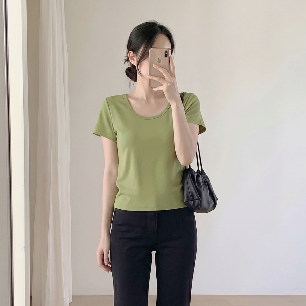모달티셔츠 모달반팔티 U넥반팔티 흰티 - 상세 이미지 5