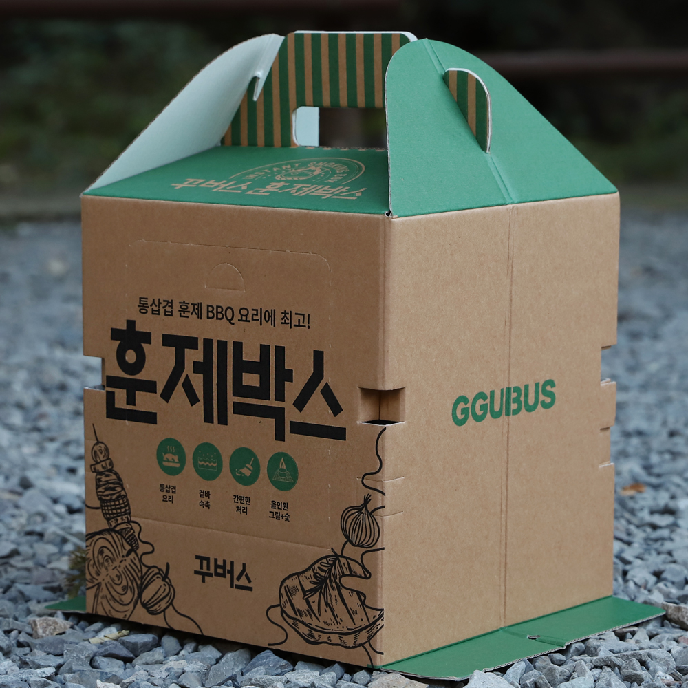 꾸버스 훈제박스 바베큐그릴 캠핑 일회용 접이식 훈제 직화 BBQ 휴대용 화로대 오리지널 상품 이미지