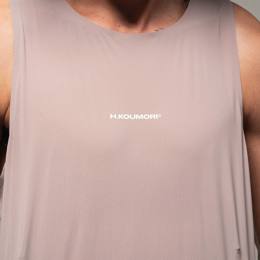 H.쿠모리 M - Race Singlet - Quail, 남성 러닝 싱글렛 - 상세 이미지 5