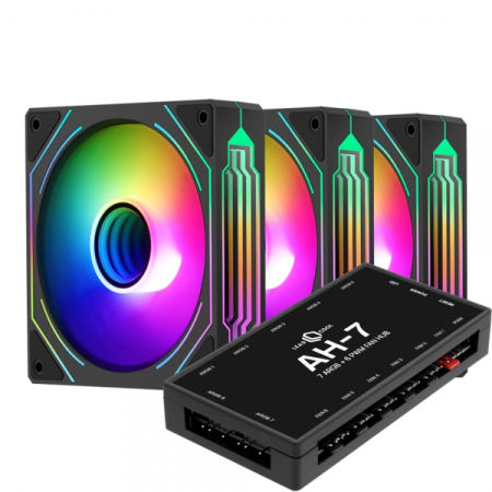 세고텝 HB12 ARGB PWM 블랙 3키트 (컨트롤러/3팩, 블랙)