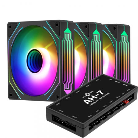 세고텝 HB12 리버스 ARGB PWM 블랙 3키트 (컨트롤러/3팩, 블랙)