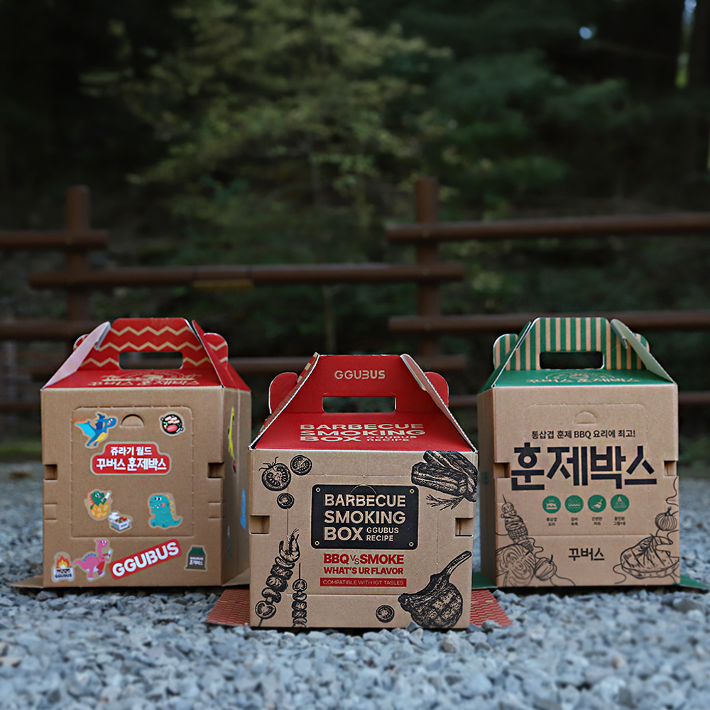 꾸버스 훈제박스 바베큐그릴 캠핑 일회용 접이식 훈제 직화 BBQ 휴대용 화로대 오리지널 상품 이미지