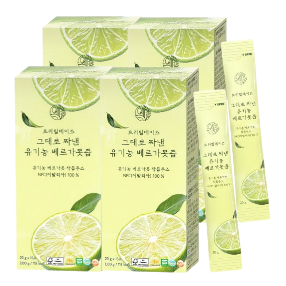 트리밀데이즈 그대로 짜낸 유기농 베르가못즙 원액 착즙 100% 폴리페놀 20g, 15포, 4개 - 상품 이미지
