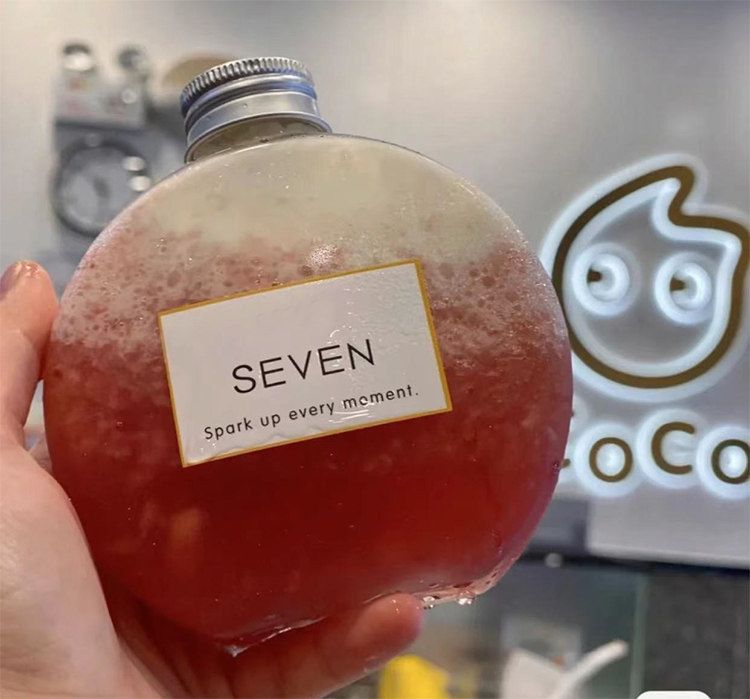 원형 일회용 보틀 밀크티병 납작 포장 용기 음료수 300ml 10개 - 상세 이미지 3