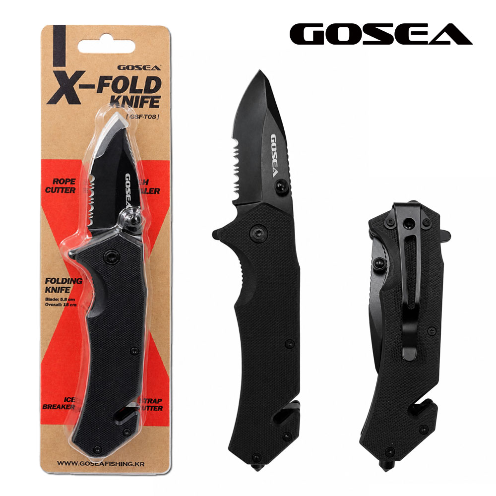 GOSEA X-Fold 나이프 접이식 캠핑 택티컬 칼 주머니 커터 클립 18cm - 상품 이미지
