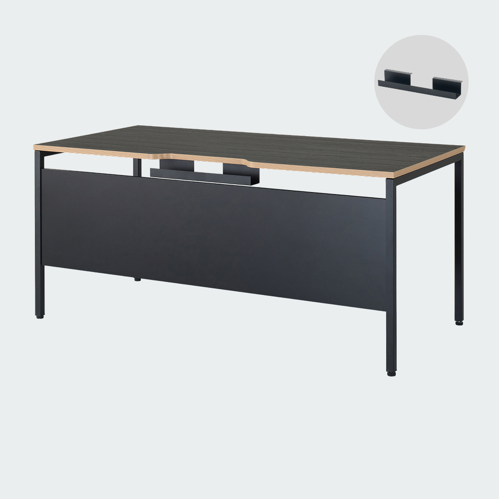 오피스테일 뮤보 올인원 사무용책상 택배발송 1000x600mm, 우드블랙/블랙다리 이미지 8
