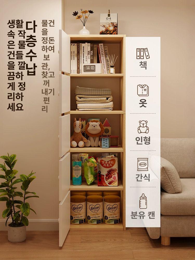 좁은공간 슬림 수납장 침실 코너 원목 서랍식 타워 캐비닛 정리함 - 상세 이미지 3