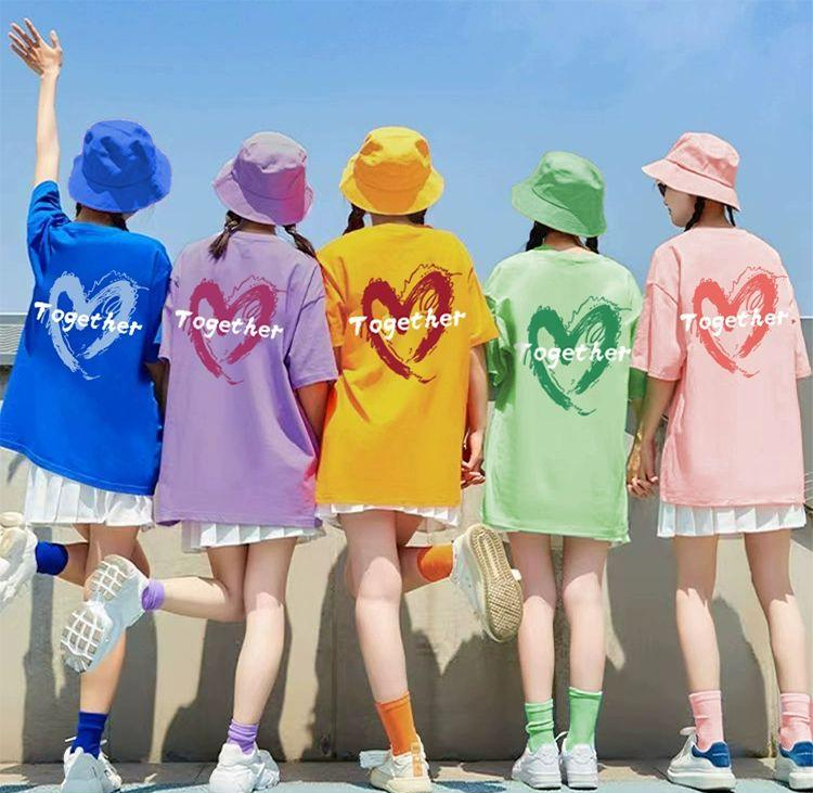 반팔티셔츠 단체복 맞춤 프린팅 가족 친구 동아리 이벤트 여행 유니폼 무지 단체티 커플룩 - 상품 이미지