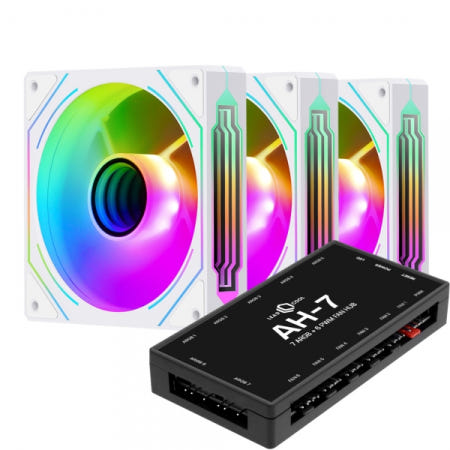 세고텝 HB12 리버스 ARGB PWM 화이트 3키트 (컨트롤러/3팩, 화이트)