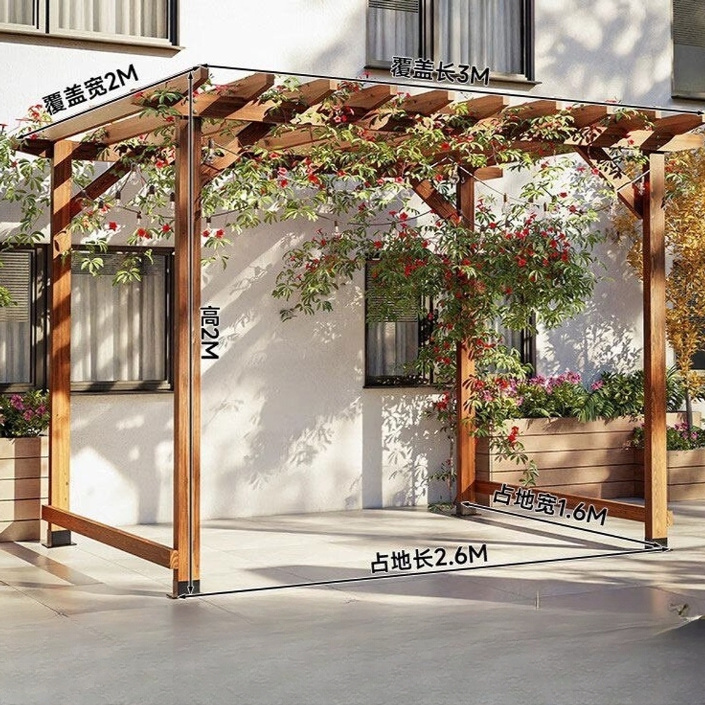 야외 조립식 파고라 원두막 바베큐장 옥상 그늘막 벽걸이형 3m x 1.7m x 2m - 상세 이미지 3