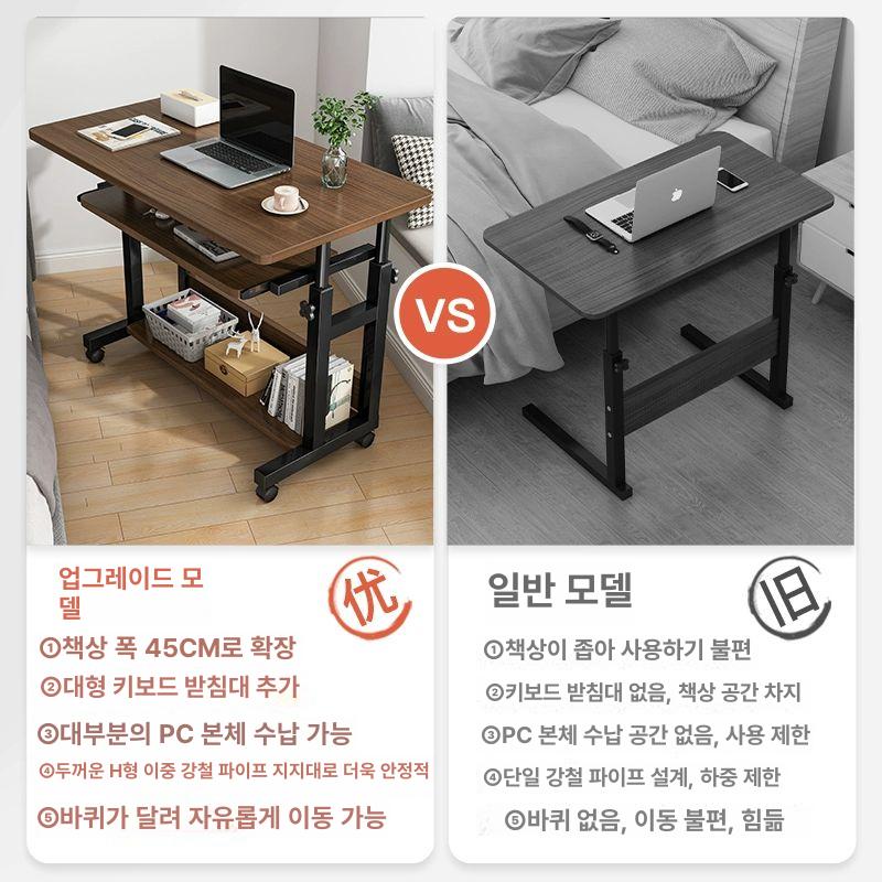 이동식 컴퓨터 책상 높이조절 키보드트레이 클래식 와이드 블랙 오크 60x40 cm - 상세 이미지 5
