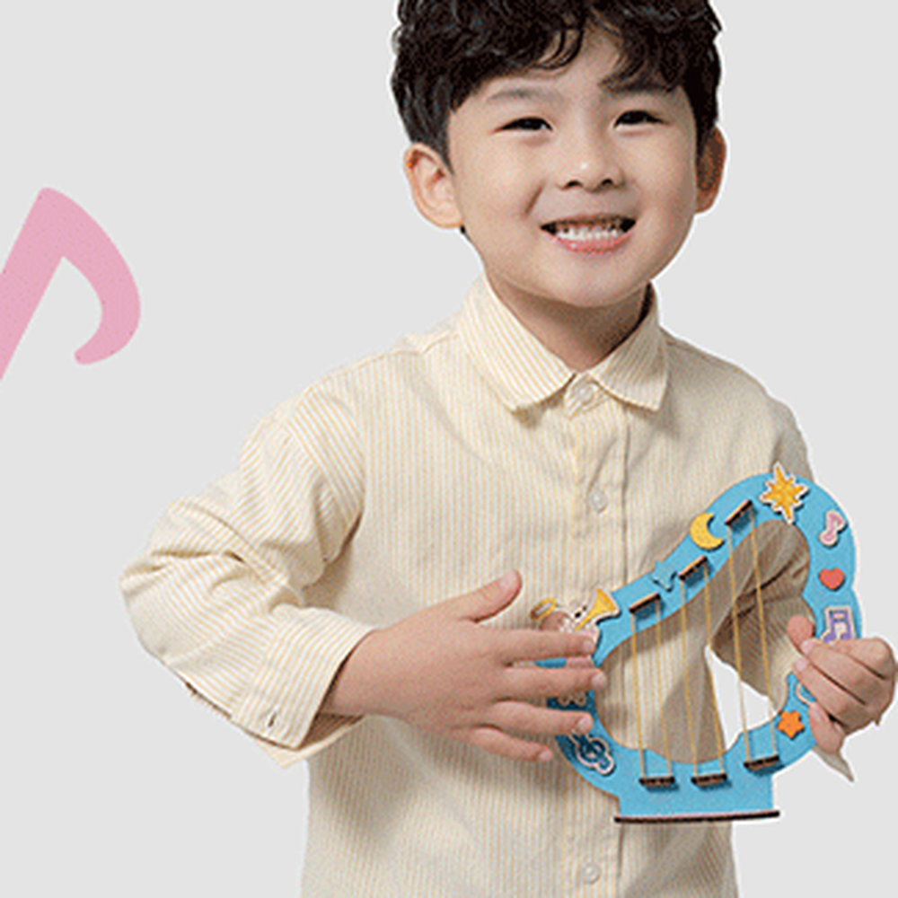 나팔천사 MDF색칠조립 고무줄하프 나만의악기만들기 고무줄악기교구 - 상세 이미지 3