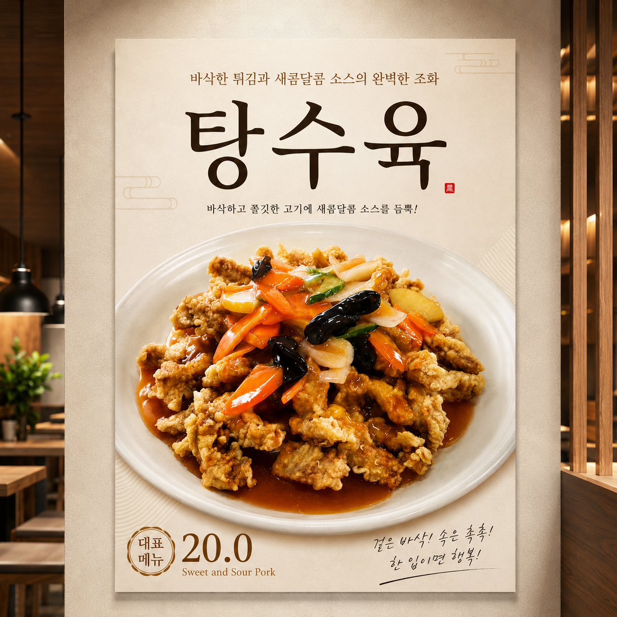 탕수육 포스터 제작 메뉴 인쇄 디자인 식당 A 반광택 인화지 235g A3 - 상품 이미지