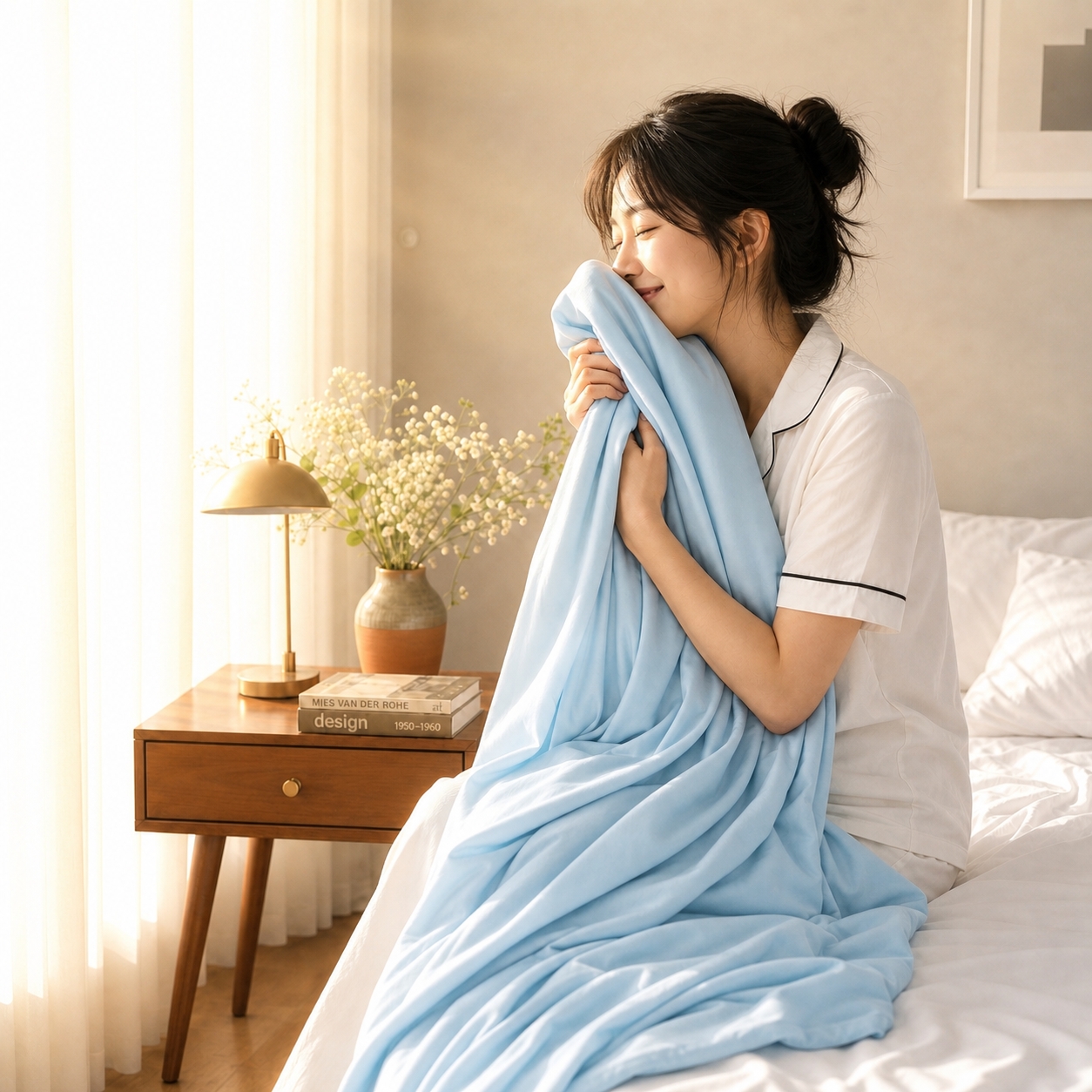 프리미엄 먼지없는 여름이불 시원한 냉감차렵이불 부드러운 침대 - 상세 이미지 4