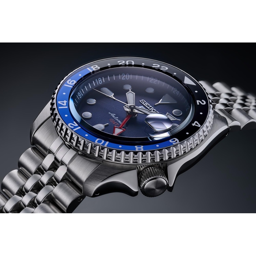 세이코 5 스포츠 SKX GMT 오토매틱 남성 메탈 손목 시계 블루 SBSC003 이미지 6